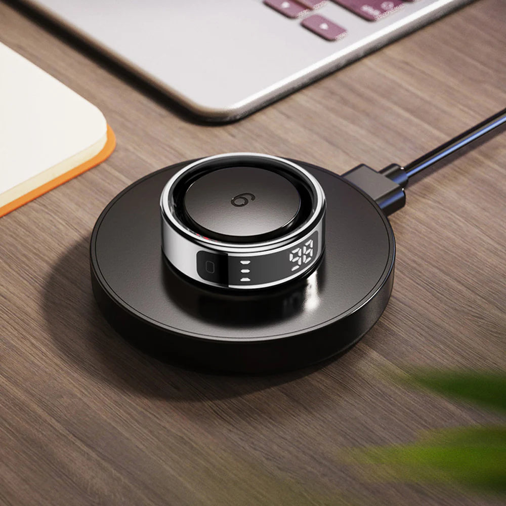Dark Smart Ring with Display Screen