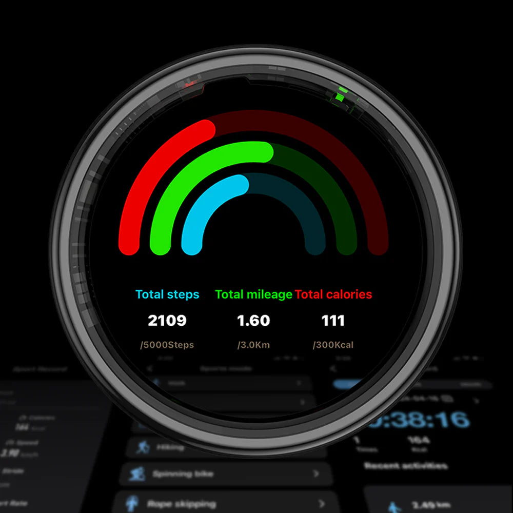 Dark Smart Ring with Display Screen