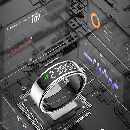 Dark Smart Ring with Display Screen