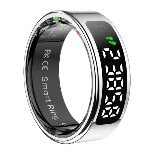 Silver Smart Ring with Display Screen